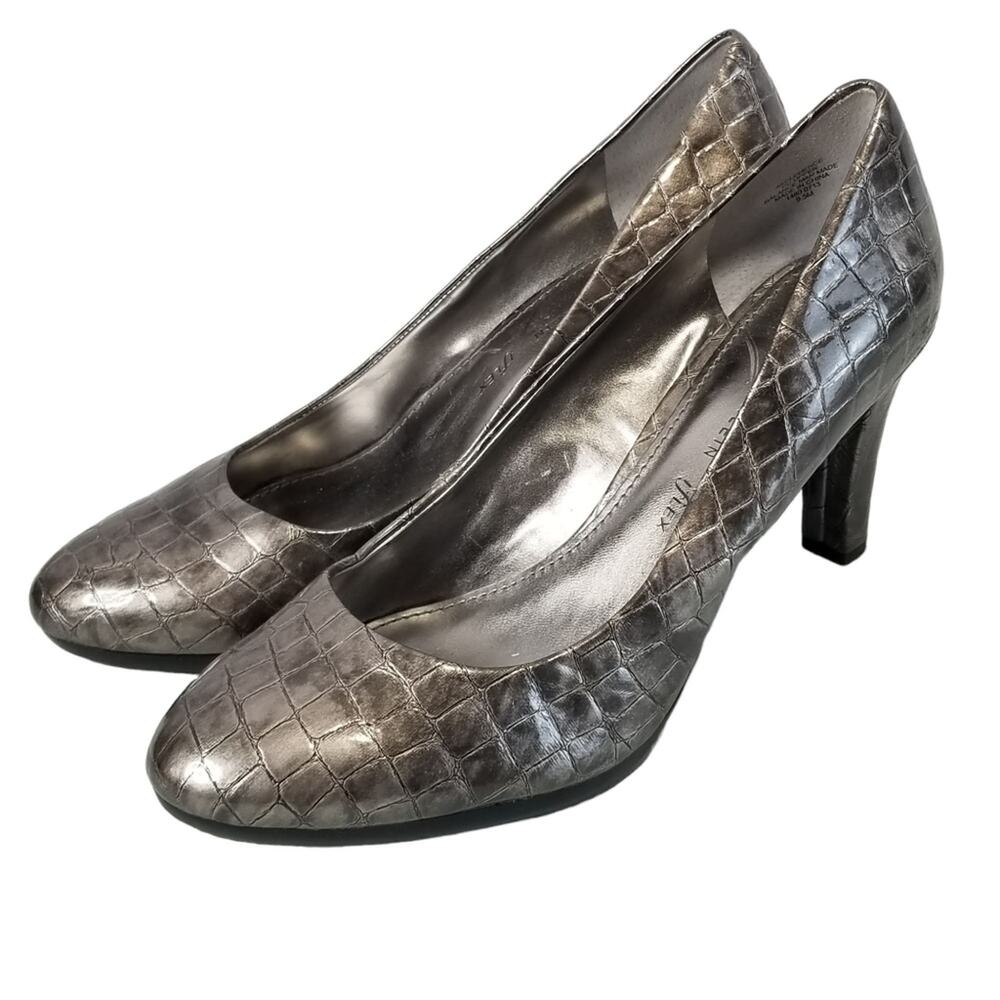 Anne Klein Heels 9.5 pumps Clemence Iflex Metallic Croc - Picture 1 of 7